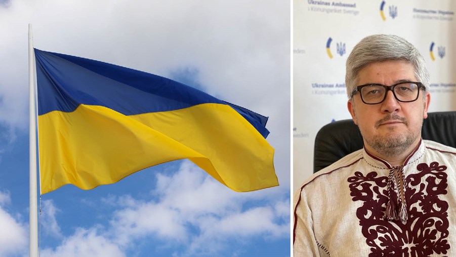 ukrainas flagga och ukrainas ambassadör i sverige